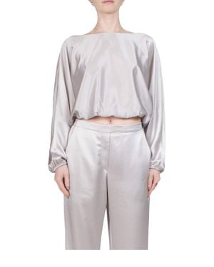 Leset Barb Long Sleeve Blouson Top - White