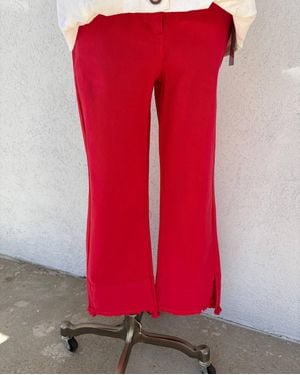 Slimsation By Multiples Raw Hem Crop Pant - Red