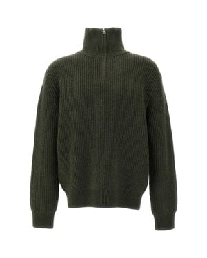 A.P.C. Daniel Funnel Neck Zip Wool Sweater - Green