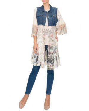 Origami Jewellery Denim Lace Vest - Blue