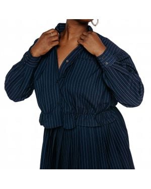 NORR Neo Pinstripe Short Shirt - Blue