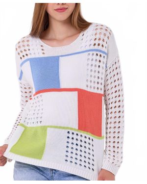French Kyss Patchwork Crochet Top - Gray