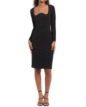 Donna Morgan Scalloped Neckline Long Sleeve Dress - Black