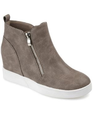 Journee Collection Collection Wide Width Pennelope Sneaker Wedge - Gray