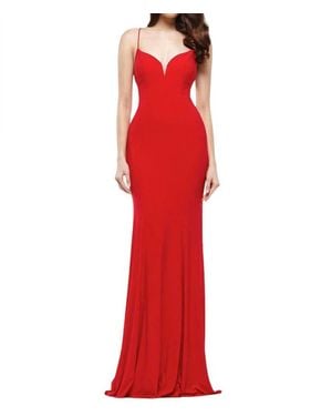Colors Dress Fit & Flare Long Dress - Red