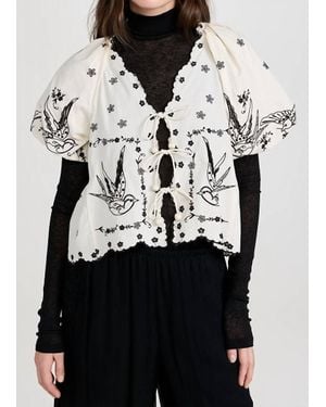 Sea Kingsley Embroidery Tie Front Top - Black