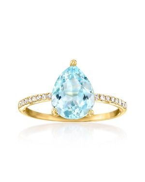 Ross-Simons Sky Topaz Ring With Diamonds - Blue
