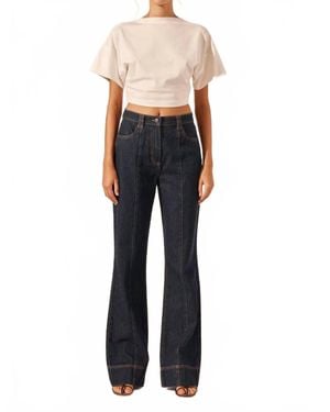 Shona Joy Rita Pintuck Straight Leg Jeans - Blue