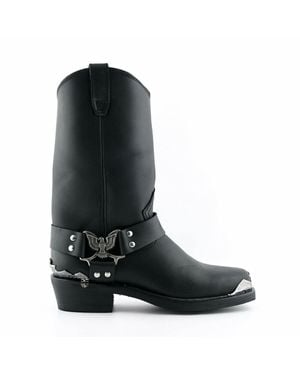 Grinders Cowboy Biker Boots- Eagle Hi - Black