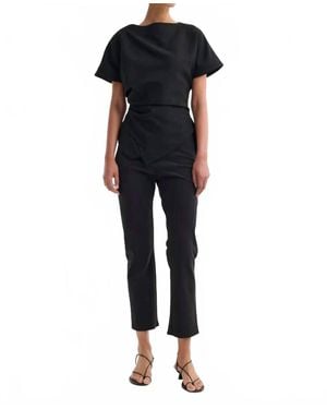 Rohe Draped Lapel Top - Blue