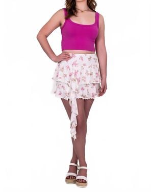 Sky To Moon Scattered Roses Jellyfish Skirt - Pink
