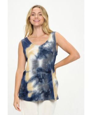 TRUEDAMES Andante Tie Dye Print Sleeveless Tank Top - Blue
