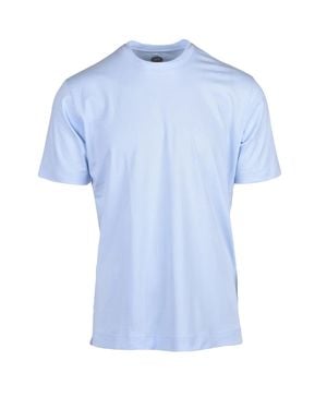 Mazzarelli Light Cotton Stretch T-Shirt With Classic Crew Neck - Blue