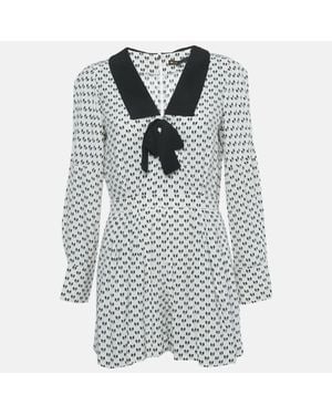 Maje Bow Print Crepe Playsuit - Gray