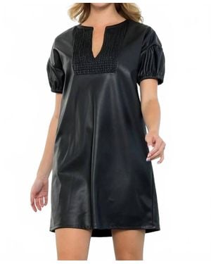 Thml Short Sleeve Leather Dress - Black