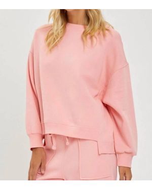 Risen Oversized Step-Hem Sweatshirt - Pink