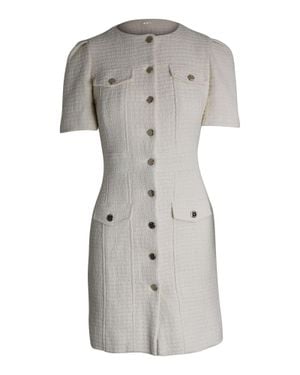 Maje Rillio Bouclé Tweed Button-Front Mini Dress - Gray