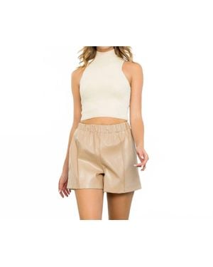 Thml High Waist Leather Shorts - Natural