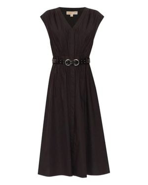MICHAEL Michael Kors Poplin Midi Dress - Black