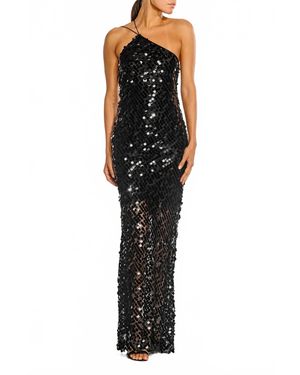 The Sei Paillette One Shoulder Gown - Black