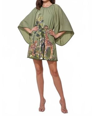 Adelyn Rae Irene Round Neck Printed Mini Dress - Green