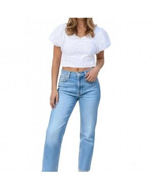 NIBI MTK Carmen Eyelet Top - Blue