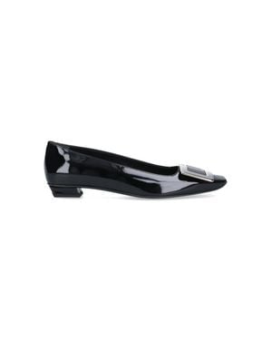 Roger Vivier Belle Vivier Patent Leather Flats - Black