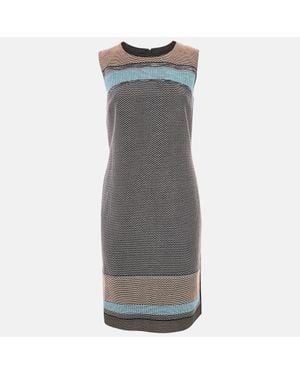 BOSS Textured Cotton Blend Short Dress - Gray