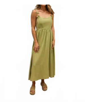 Blu Pepper Beth Bow Strap Detail Tank Midi Dress - Green