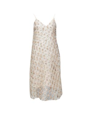 Raey Long Day Tinsel Silk Spaghetti Strap Midi Dress - Natural