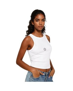 Akalia Tina Micro Rib Racer Tank Top - White