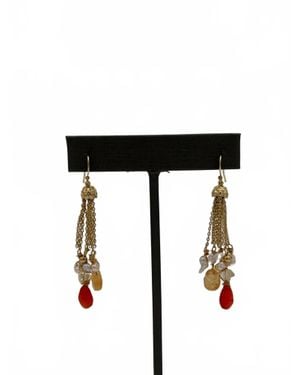 Blue Copper Carnelian Citrine Herkimer Pearl Earrings - Black