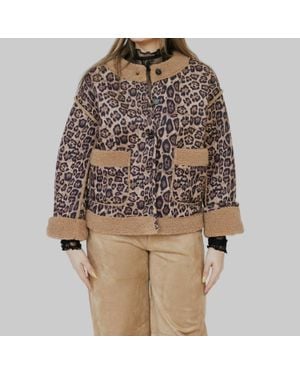 Klesis Animal Print Quilted Jacket - Brown