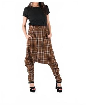 EG Fashion Drop Crotch Pants - Brown