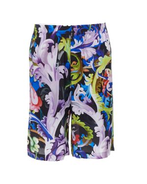 Versace Barocco Floral Baroque Wide Shorts - Blue
