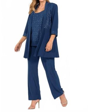 R & M Richards Long Formal Pant Suit Jacket - Blue