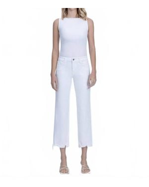 VERVET BY FLYING MONKEY Mid Rise Uneven Frayed Hem Cropped Straight Jeans - Blue