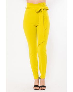 TRUEDAMES High Waist Fashion Skinny Pants - Yellow