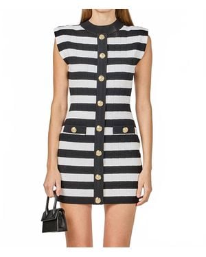 Endless Rose Mock Neck Striped Mini Dress - Blue