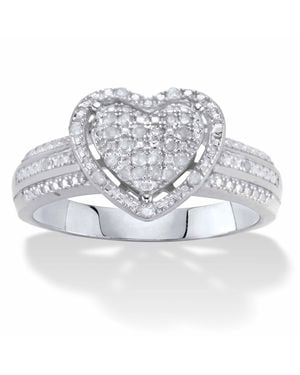 Palmbeach Jewelry 1/7 Cttw. Diamond Heart-Shaped Platinum-Plated Floating Halo Ring - Metallic