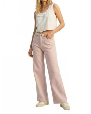 Q2 Wide Leg Pants With Twill - White