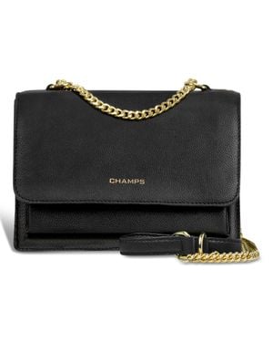 CHAMPS Gala Leather Clutch Should Bag - Black