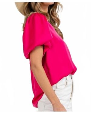 Eesome Bella V-Neck Puff Top - Pink