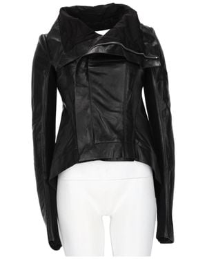 Rick Owens Naska Fitted Lamb Leather Biker Jacket - Black
