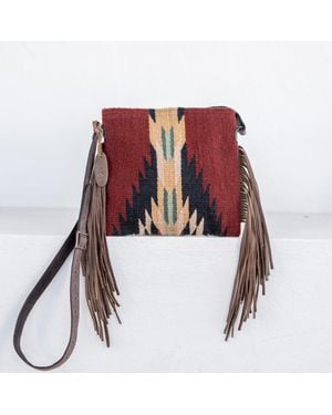 MZ Made Artisan Made Leather Fringe Bag - Red