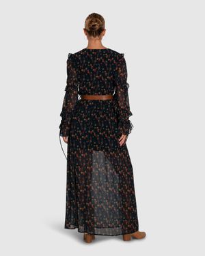 Belle & Bloom Come As You Are Floral Maxi Dress - Black