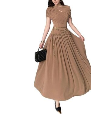 BURRYCO Short Sleeve Maxi Dress - Brown