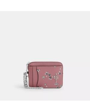COACH Zip Card Case With Star Print - Pink