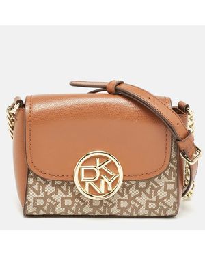 DKNY Signature Coated Canvas And Leather Crossbody Bag - Brown