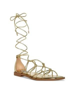 Steve Madden Ainsley Ains02S1 Strappy Sandals 9.5 Ankle Tie Gbnc638 - Metallic